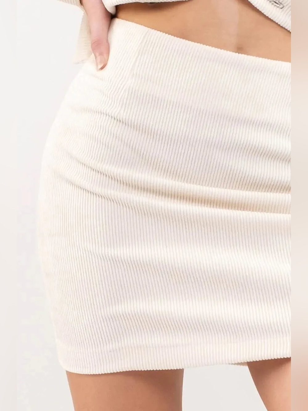 NWT – Blu Pepper – Corduroy Mini Skirt – Autumn Honey – Oatmeal – Sz. L